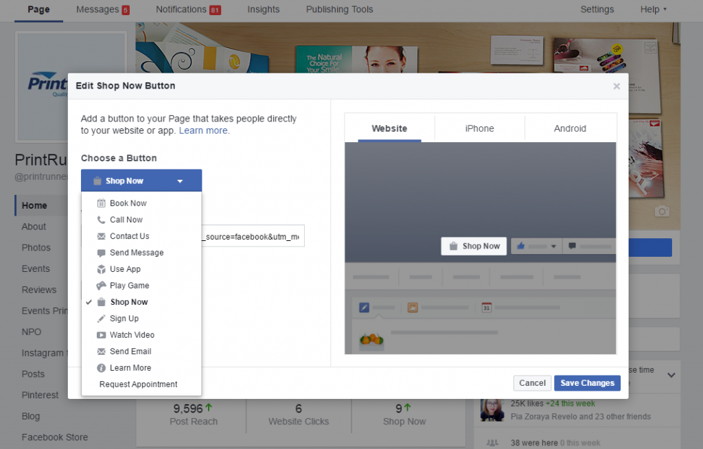 custom call to action button facebook ads